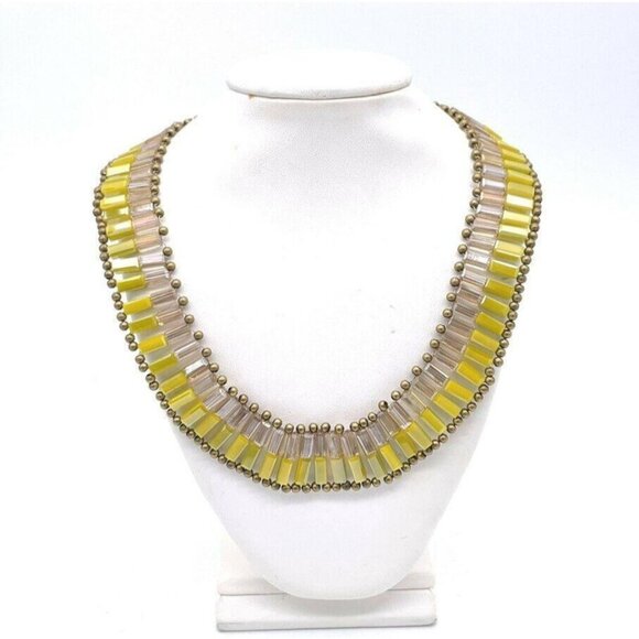 NakamolBeaded Collar Couture NecklaceGold Yello